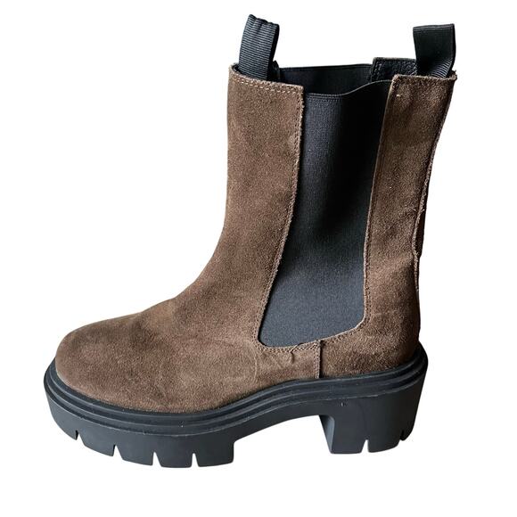 Steve Madden Wisteria Platform Lug Boot Women's 8 Brown Leather Suede Chunky - Picture 9 of 11